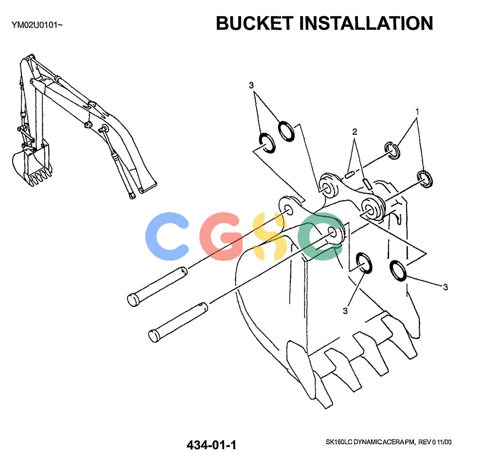 神钢零件查询(SK160LC) - DYNAMIC ACERA EXCAVATOR 11/2000 ASN YM02U0101 (11/00-12/02) (03-010) - BUCKET INSTALLATION Kobelco