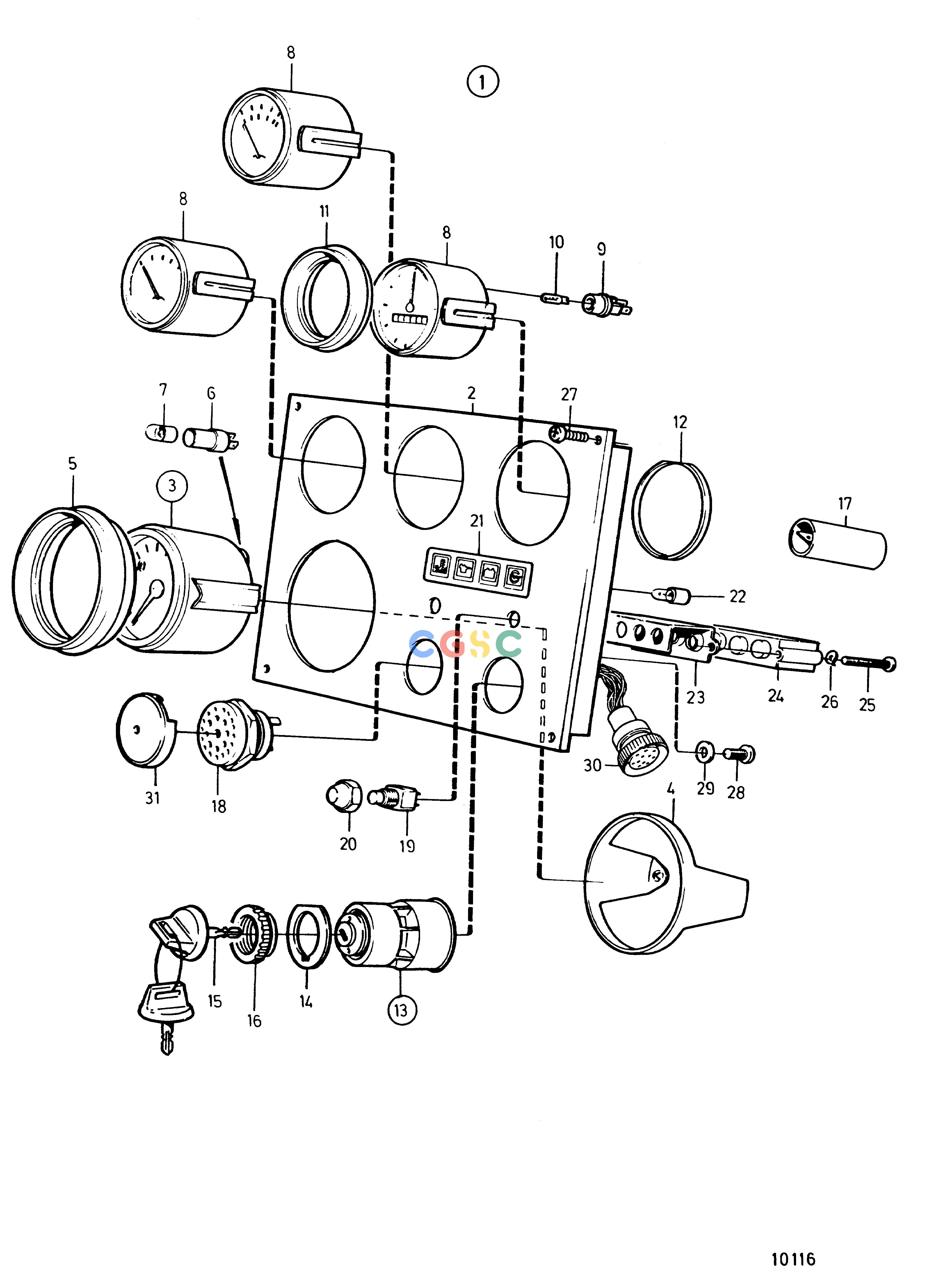沃尔沃零件查询TAMD162A; TAMD162B; TAMD162C; TAMD162C-BElectrical SystemInstrument Panel StandardEPC Volvo Penta Parts catalog