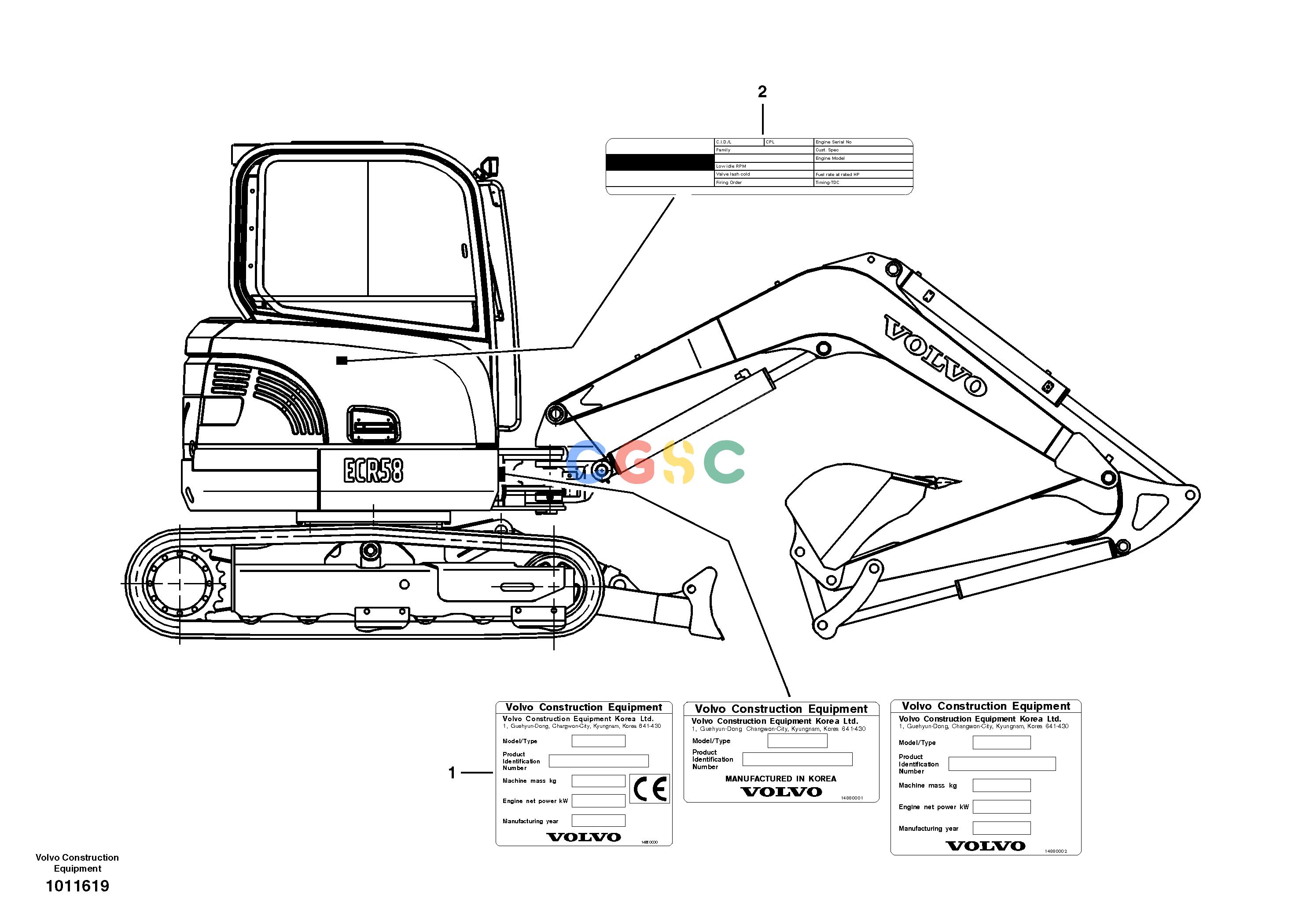 沃尔沃零件查询ECR58 Product identification plateNone NoneNoneNoneAutodata Volvo online