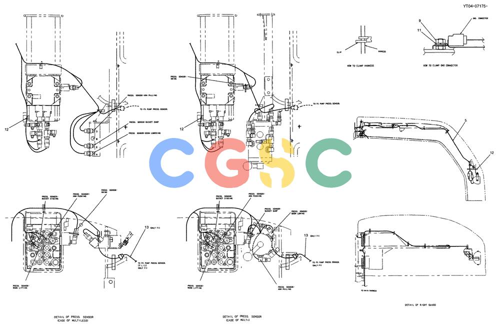 纽荷兰零件查询(E70SR) - MIDI CRAWLER EXCAVATOR ASN YT04-07175 (01-065[02]) - HARNESS ASSY, UPP, (P/N YT13E00035F1) New Holland Constructuion