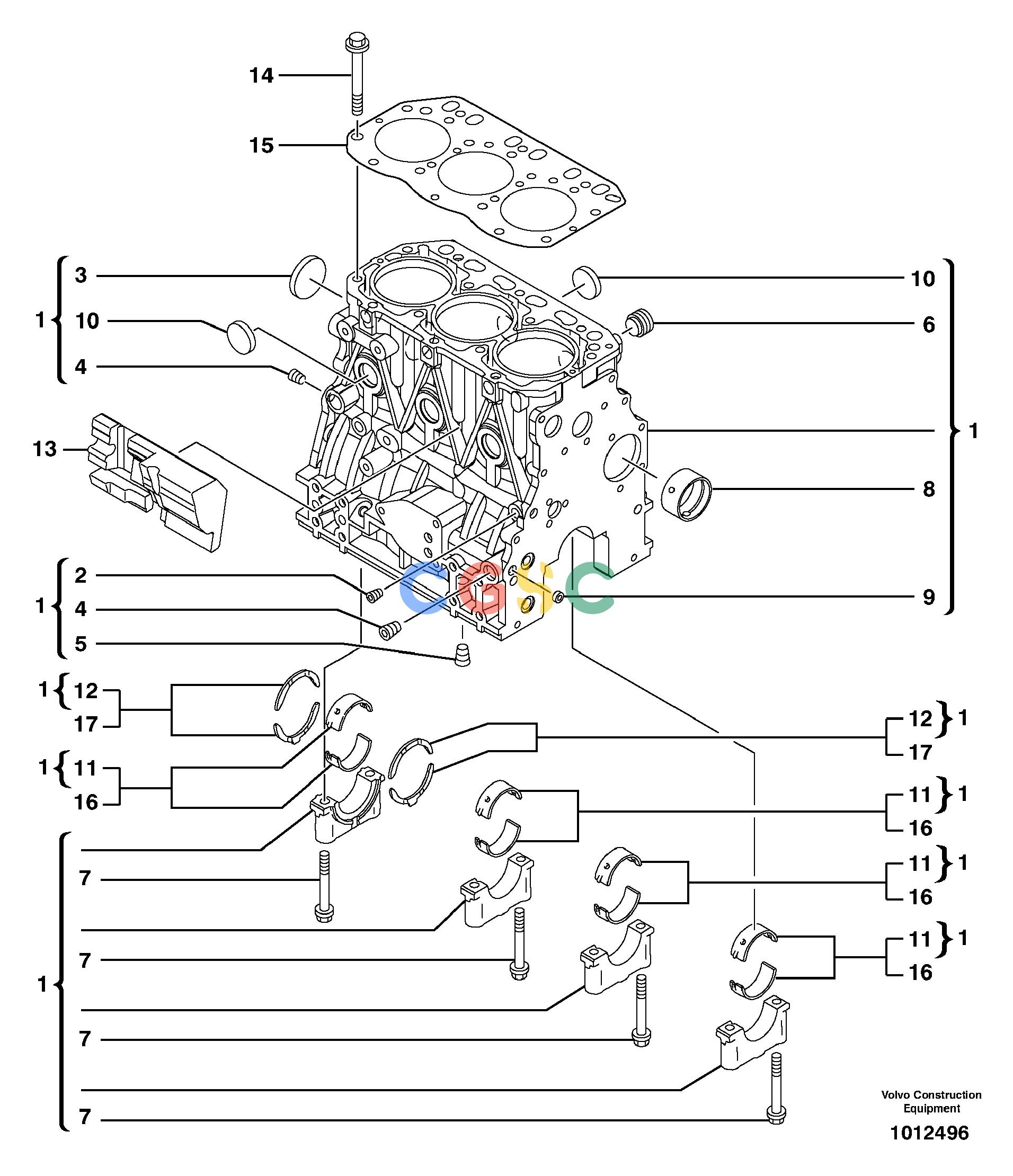 沃尔沃零件查询MC70B Cylinder blockS/N 71000 -11858382-NoneVOE11858382NoneAutodata Volvo online