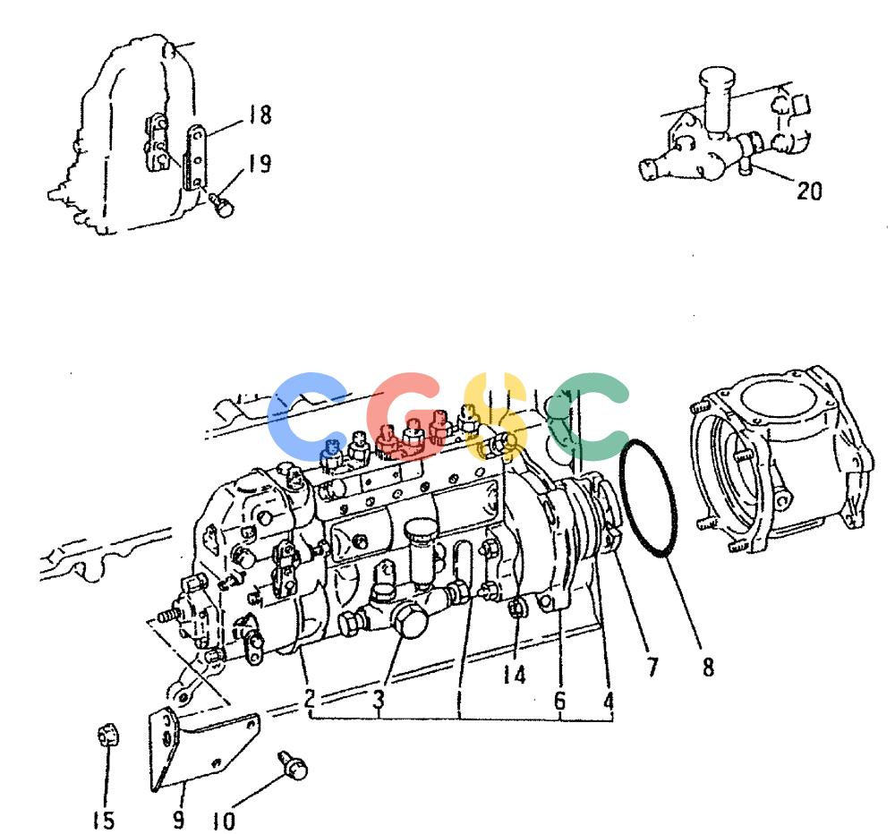 神钢零件查询(6D16-T) - MITSUBISHI DIESEL ENGINE - K909LC & MD240BLC (1/87-12/06) (03-001) - FUEL INJECTION PUMP GENERAL P/N ME070246 Kobelco