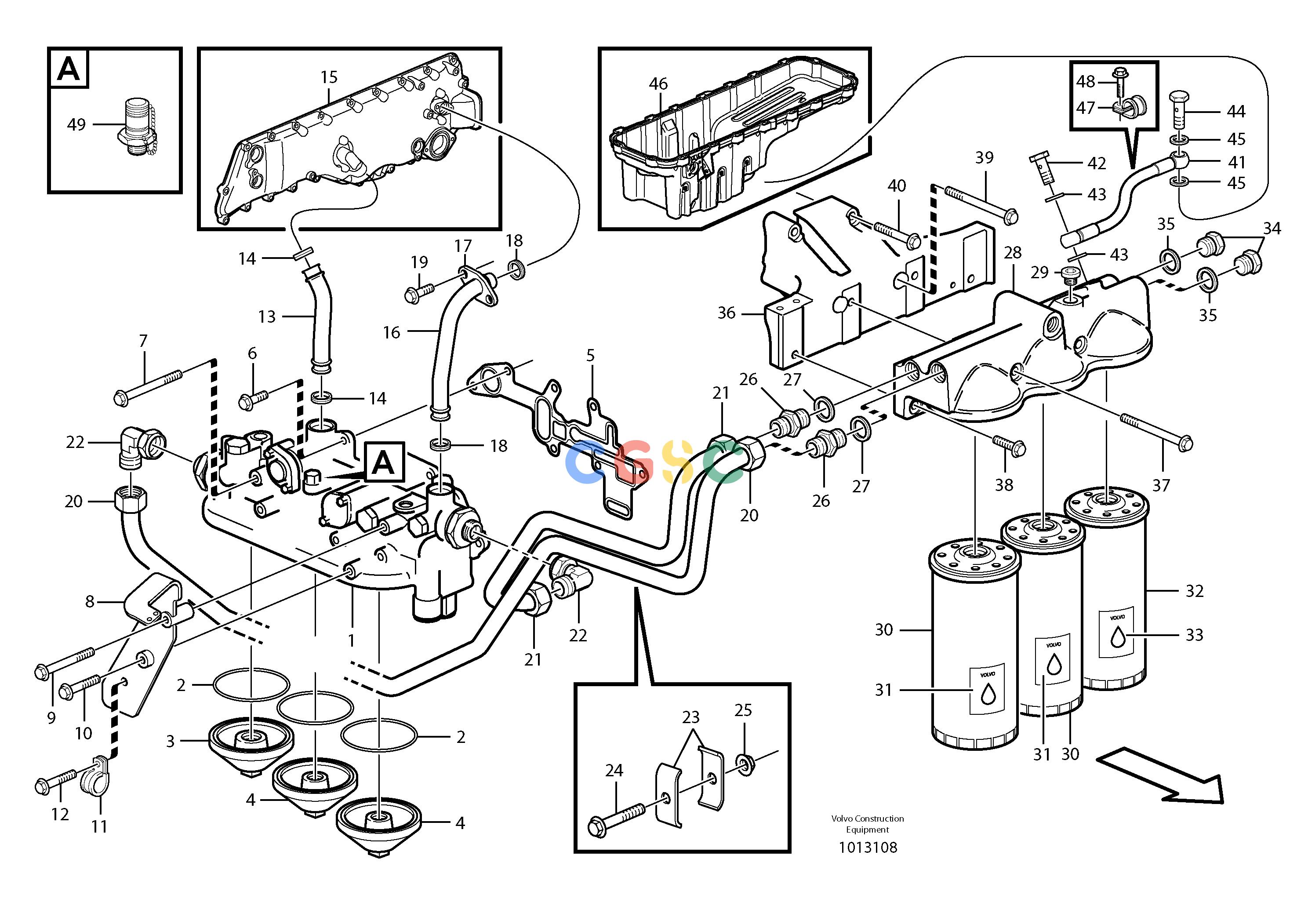 沃尔沃零件查询L150E Oil filter with fitting partsS/N 8001 - 9455 NoneNoneNoneAutodata Volvo online