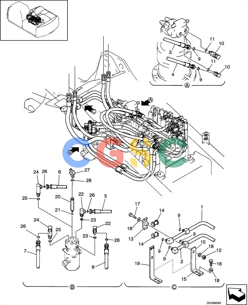 纽荷兰零件查询(E160) - CRAWLER EXCAVATOR (N.A.) (1/06-) (08 -06[00]) - HYDRAULIC LINES, MAIN New Holland Constructuion