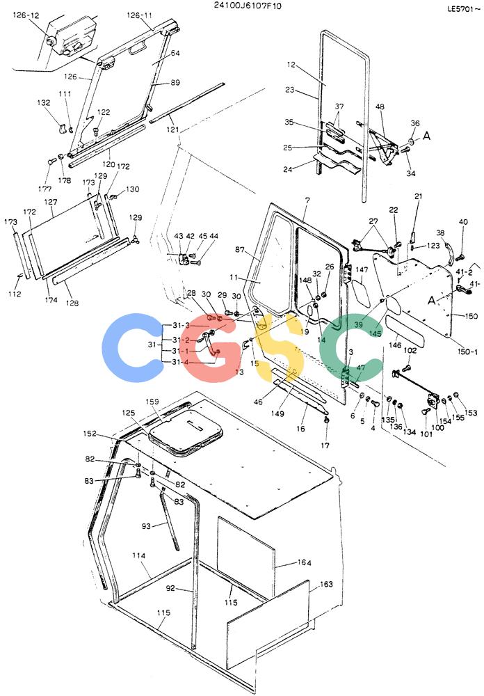 神钢零件查询(K903C) - EXCAVATOR ASN LE5701 (1/87-12/03) (01-005[02]) - CAB ASSY, P/N 24100J6107F10 Kobelco