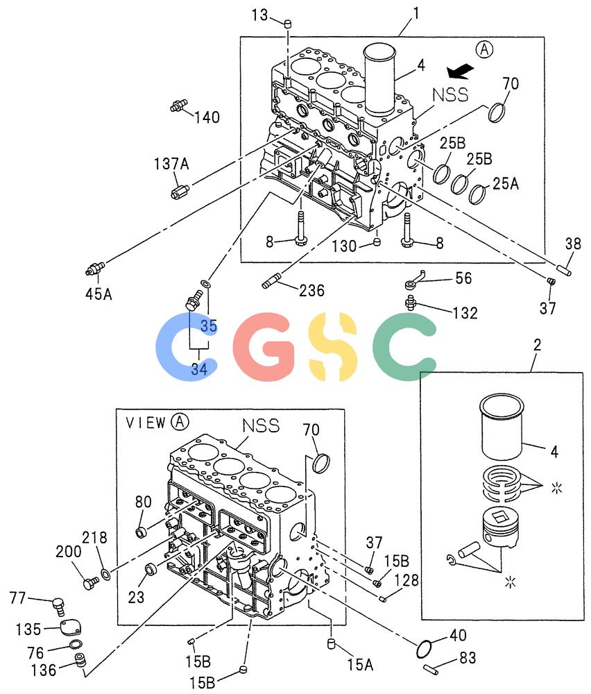 纽荷兰零件查询(E200SRLC) - CRAWLER EXCAVATOR BTW LA04-01506 - LA04-01625 (08-004[01]) - CYLINDER BLOCK New Holland Constructuion
