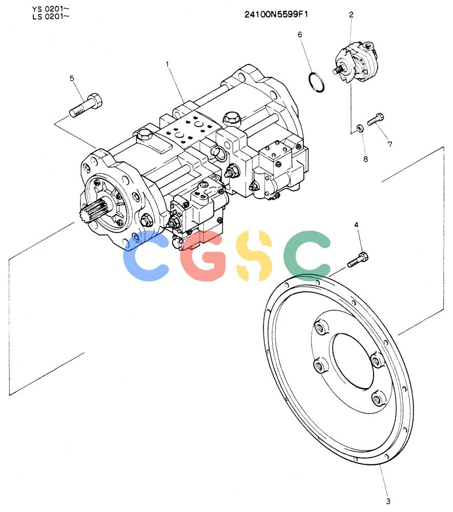 神钢零件查询(K916LC) - MARK II EXCAVTOR ASN YS0201 (1/89-12/03) (05-004) - PUMP ASSY, CONNECT Kobelco