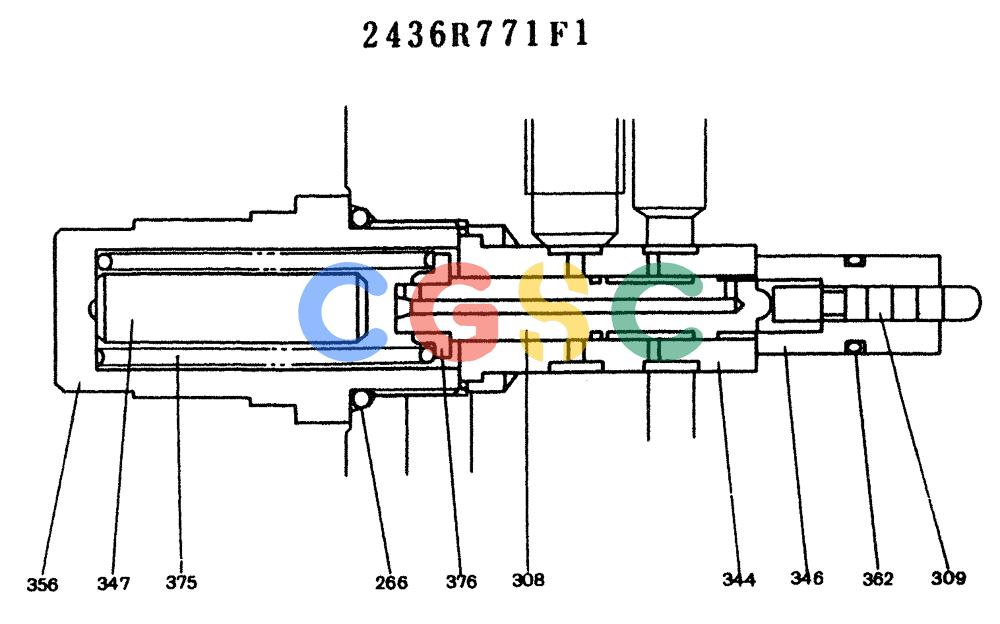 神钢零件查询(K904) - MARK II EXCAVATOR ASN YW1119 (1/88-12/03) (11-010) - VALVE ASSY, RELIEF, P/N 2436R771F1 Kobelco