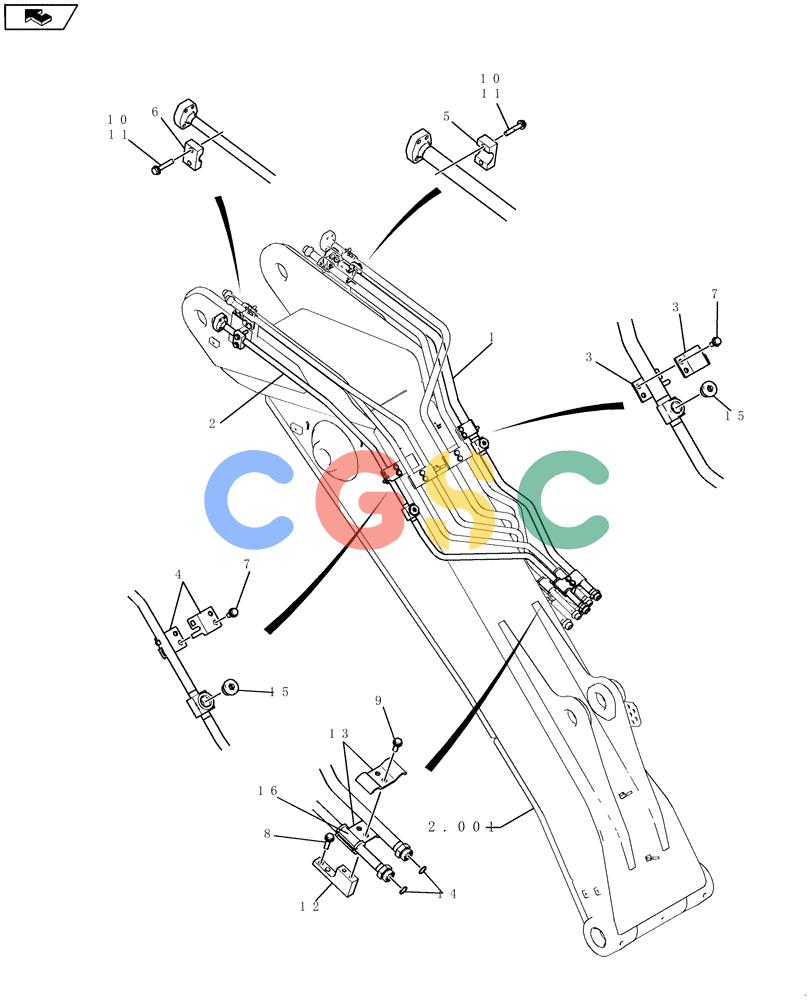 纽荷兰零件查询(E235BSR) - CRAWLER EXCAVATOR (5/07-) (2.031[02]) - BOOM PIPING - 2-PIECE BOOM New Holland Constructuion