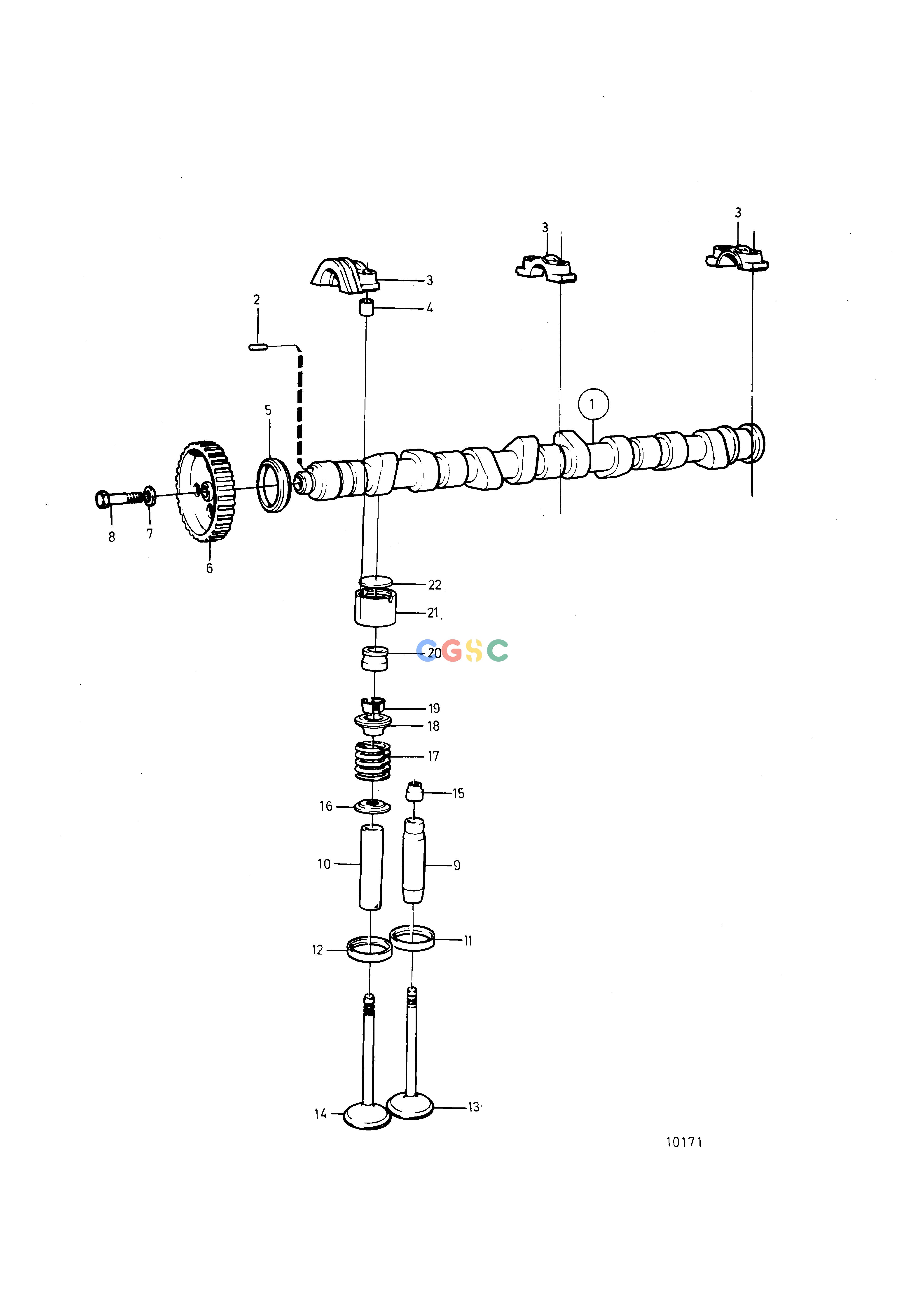 沃尔沃零件查询230A; 230B; 250A; 250BEngineCamshaft and Valve Mechanism: BEPC Volvo Penta Parts catalog