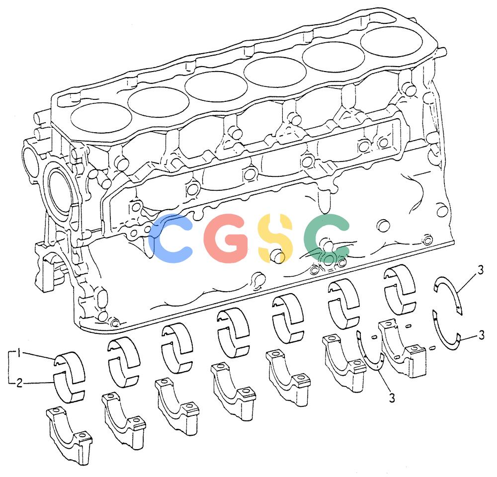神钢零件查询(6D15) - MITSUBISHI DIESEL ENGINES - K907D & K907LC EXCAVATORS (1/86-12/06) (01-003) - CRANKSHAFT BEARING Kobelco