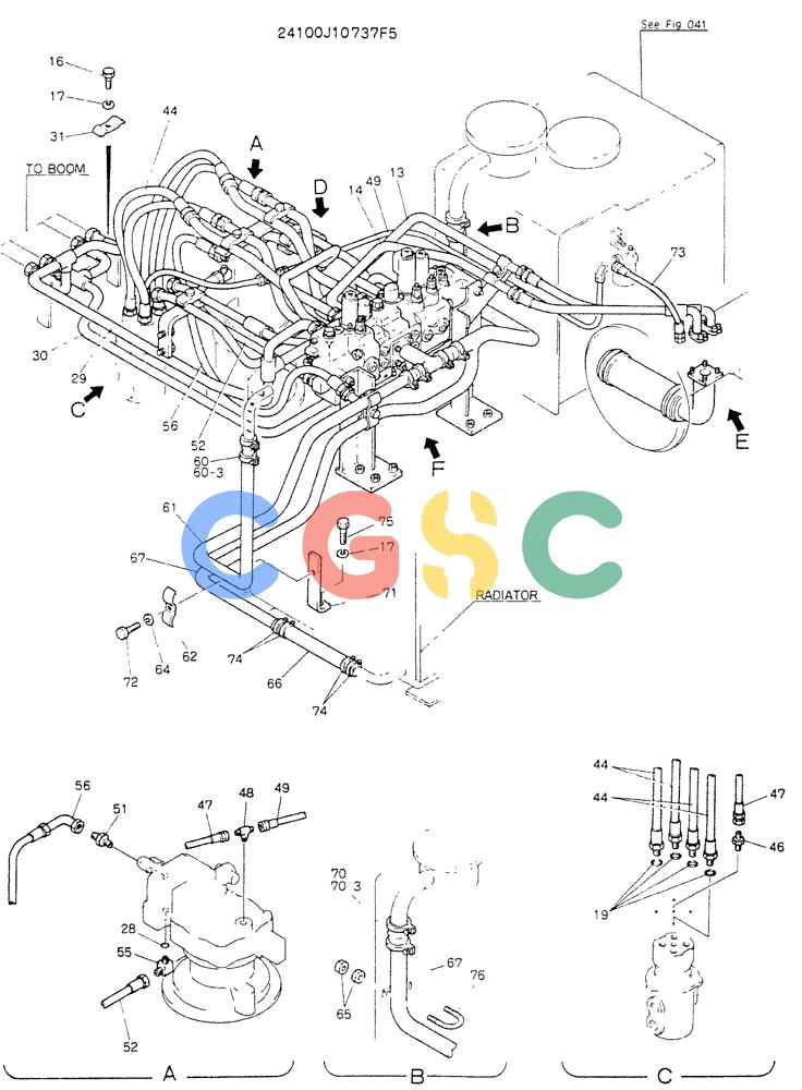 神钢零件查询(K907LC) - MARK II EXCAVATOR BTW YQU0001 - YQU0400 (1/87-12/03) (04-001[01]) - HYDR LINES, UPP Kobelco