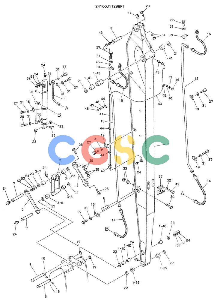 神钢零件查询(K907LC) - MARK II EXCAVATOR BTW YQU0001 - YQU0400 (1/87-12/03) (09-005) - ARM ASSY, 6.4M (21FT-11IN) Kobelco