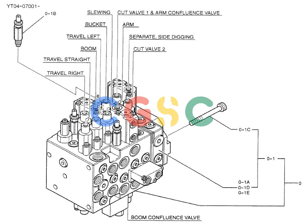 神钢零件查询(BOOM) - ATTACHMENT, (2 PIECE) - SK70SR-1E & SK70SR-1ES ASN YT04-07001 (1/04-12/12) (01-002) - VALVE INSTAL, SEPARATE, SIDE DIGGING Kobelco