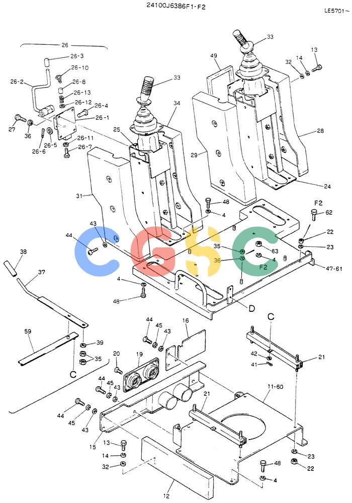 神钢零件查询(K903C) - EXCAVATOR ASN LE5701 (1/87-12/03) (02-003[01B]) - CONTROL ASSY(WRIST CONTROL)P/N 24100J6386F2 Kobelco