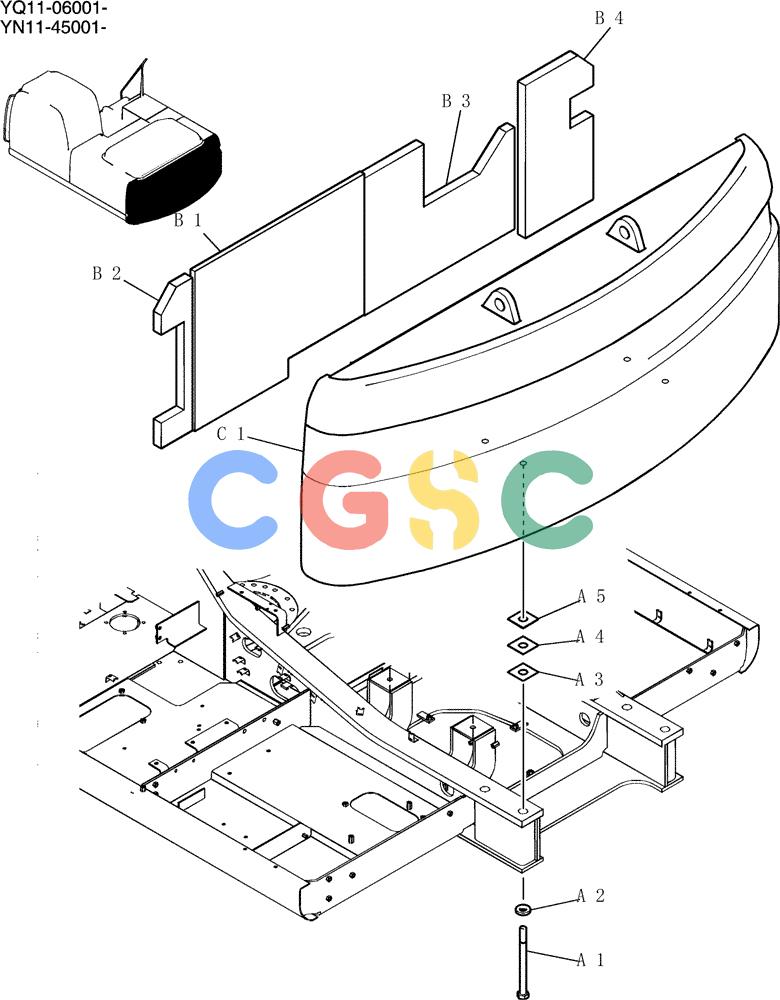 神钢零件查询(200-8) - EXCAVATOR S/N YN11-45001 - (1/06-12/09) (017-01-1) - COUNTERWEIGHT INSTAL HD (SEMI-GAIN) Kobelco