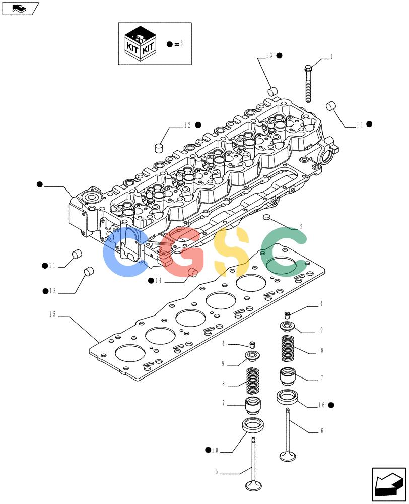 神钢零件查询(F4HFE613S A003) - ENGINE 504386128 - YN02P00090P1 (7/13-) (10.101.01) - CYLINDER HEAD (504115961) Kobelco