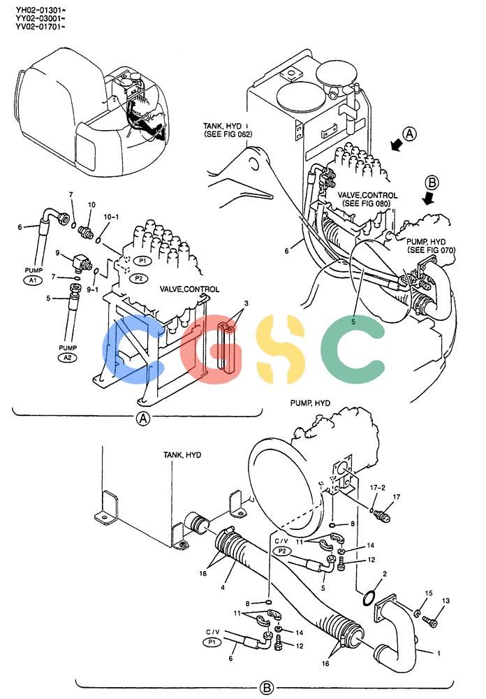 神钢零件查询(ED150) - BLADE RUNNER EXCAVATOR/DOZER BTW YL04-00501 - YL04-00554 (4/03-10/03) (01-017) - HYD LINES, UPP (SUCTION, DELIVERY) Kobelco