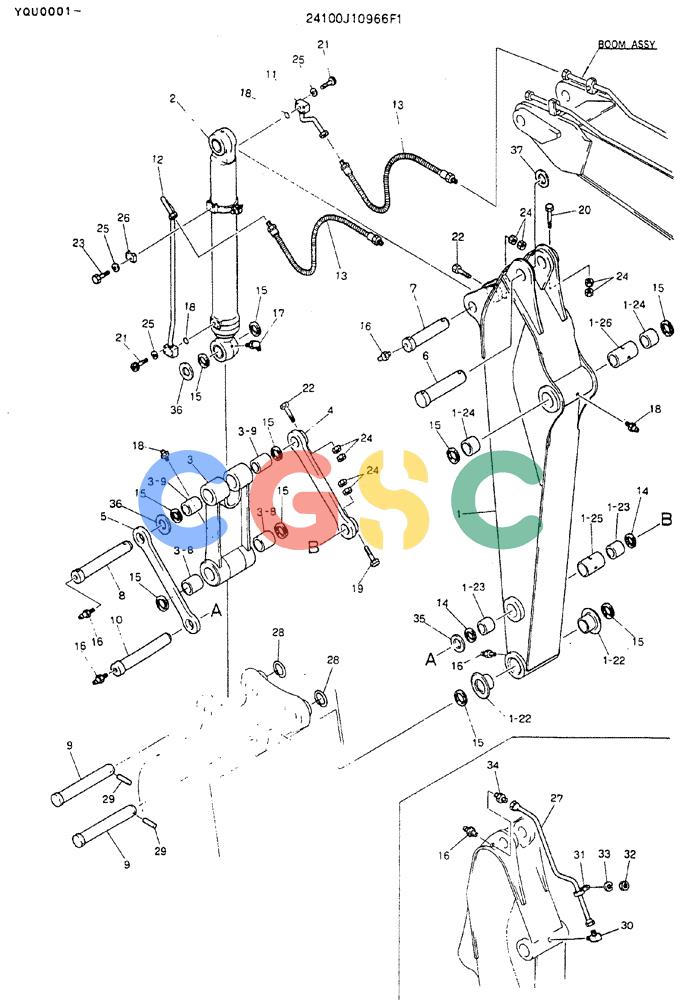 神钢零件查询(MD200BLC) - EXCAVATOR ASN YQU0001 (1/80-12/06) (09-002) - ARM ASSY, 2.2M Kobelco