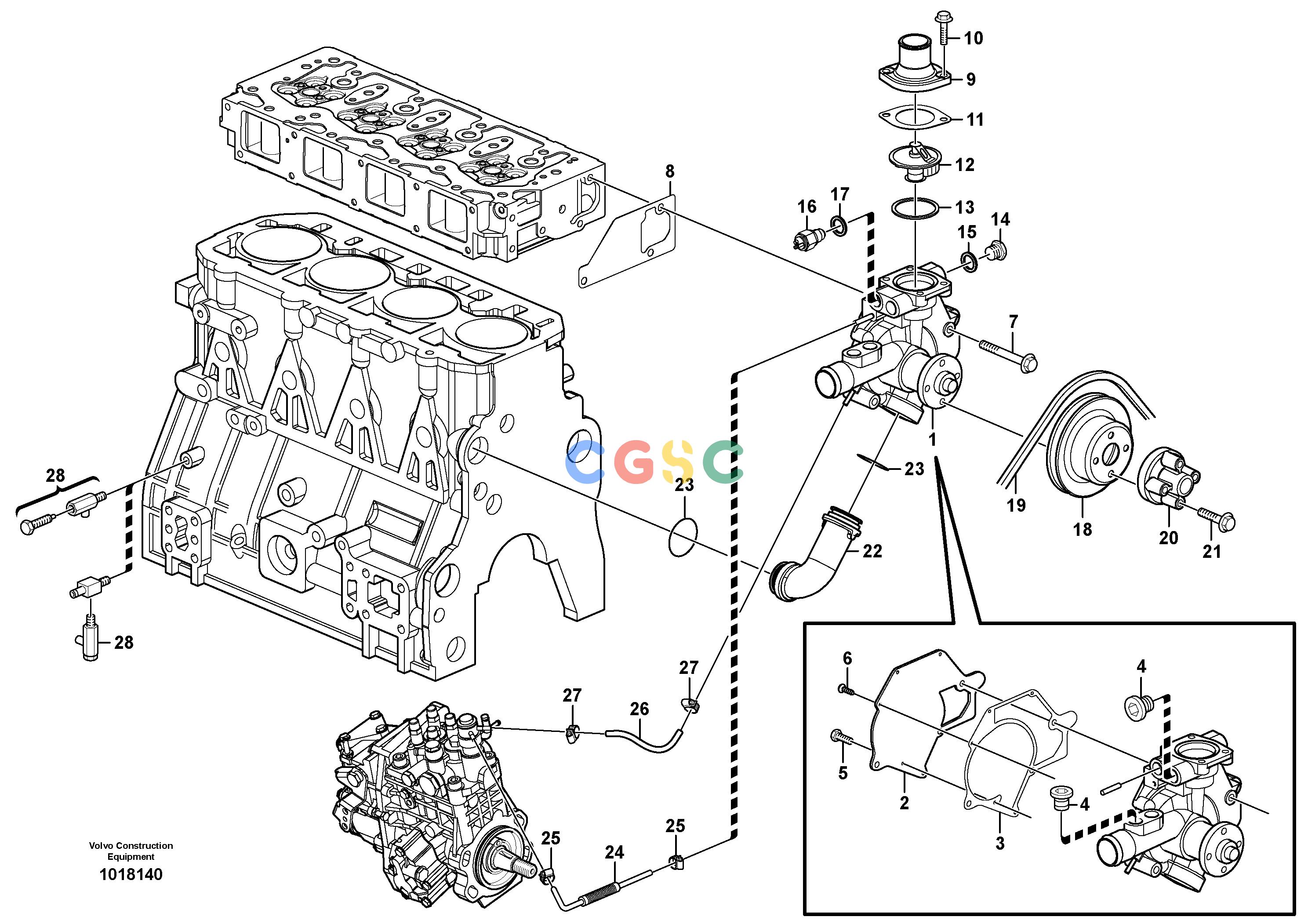 沃尔沃零件查询MC90B Water pump and thermostat housingS/N 71000 -11858380, 11858381-NoneVOE11858380NoneAutodata Volvo online