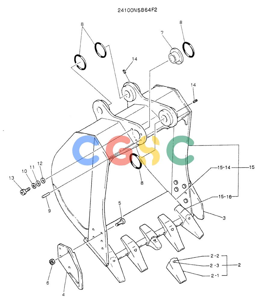 神钢零件查询(K907LC) - MARK II EXCAVATOR BTW YQU0001 - YQU0400 (1/87-12/03) (09-007) - BUCKET ASSY, 0.8M³ (1.05CU YD) Kobelco