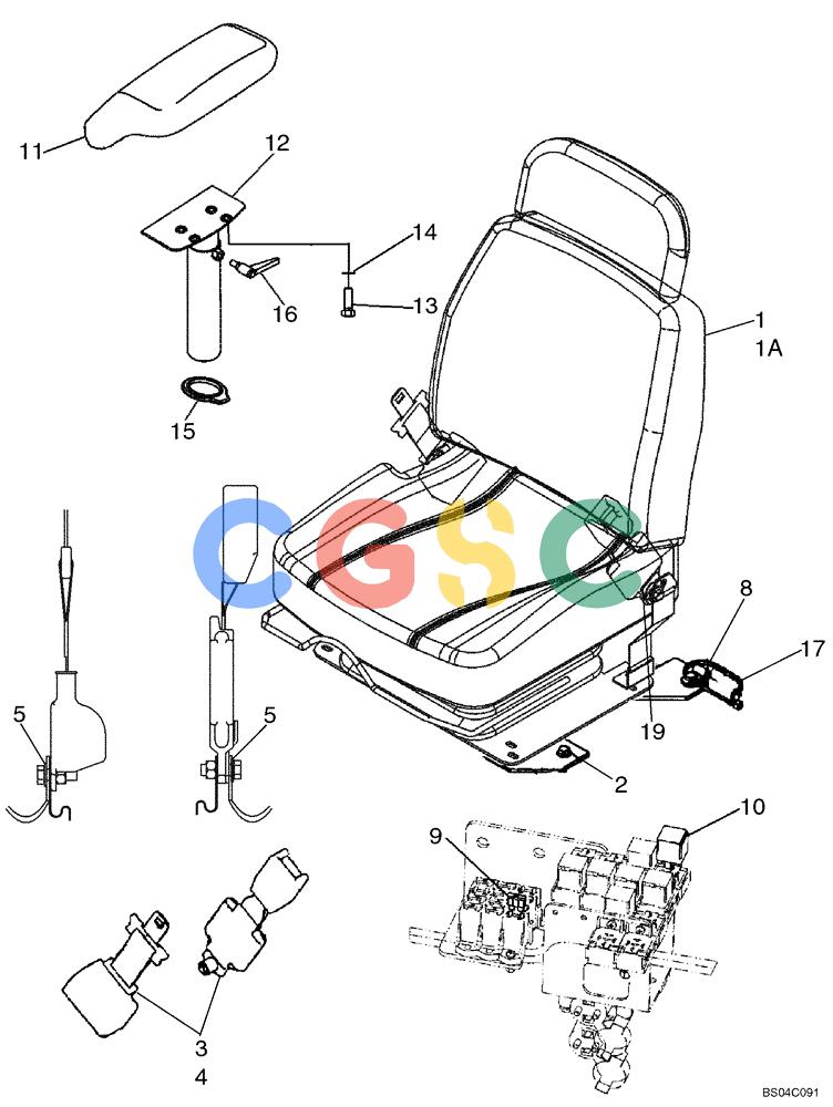 纽荷兰零件查询(DC85) - CRAWLER DOZER (8/04-) (09-16) - SEAT ASSY, AIR SUSPENSION - MOUNTING New Holland Constructuion