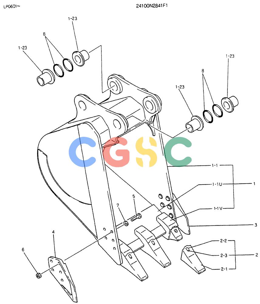 神钢零件查询(K905LC) - EXCAVATOR BTW YP0115 - YP0301 (1/85-12/03) (07-027) - BUCKET ASSY 0.29M Kobelco