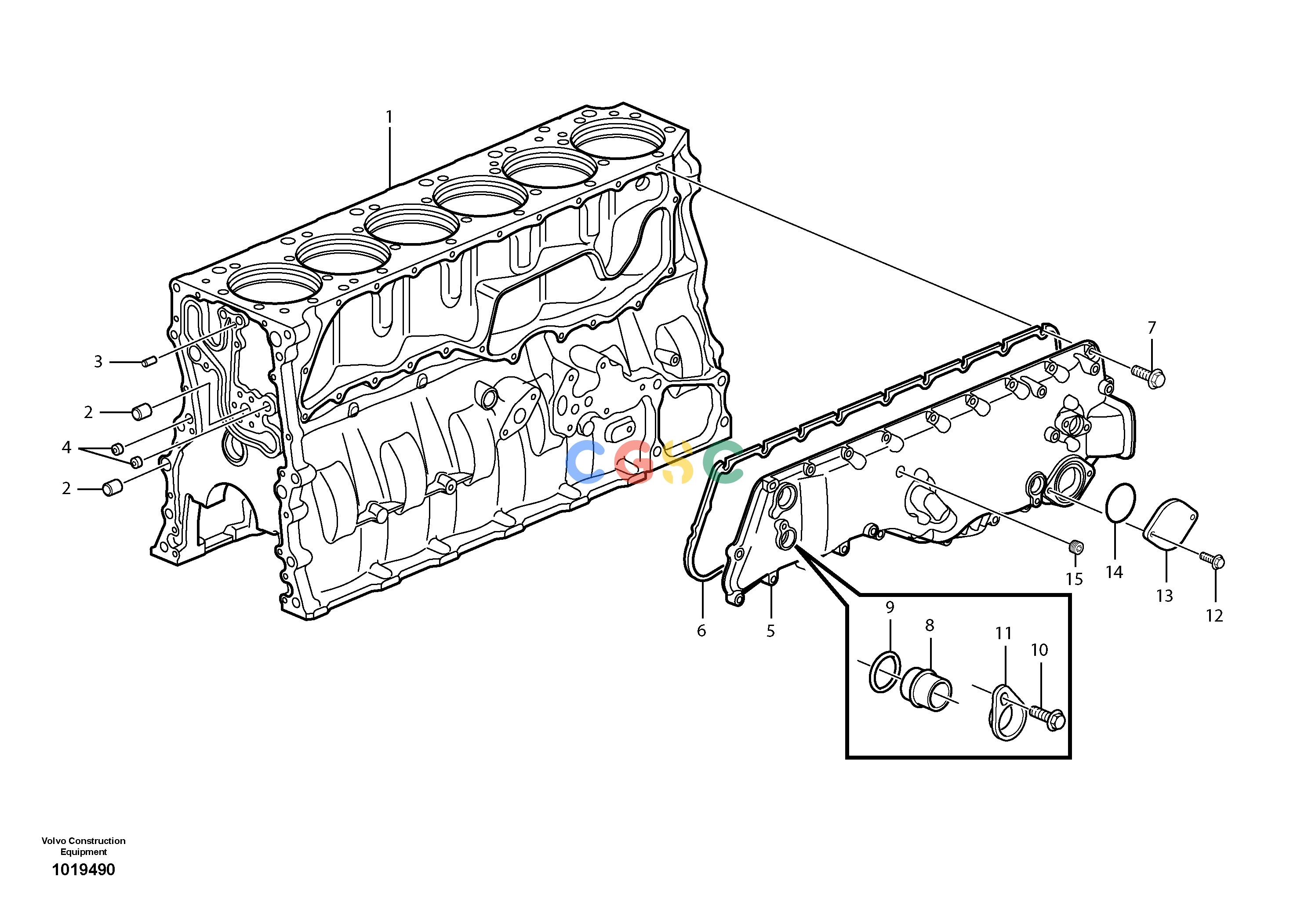 沃尔沃零件查询G900 MODELS Cylinder block - Water manifold cover - D9S/N 39300 - NoneNoneNoneAutodata Volvo online