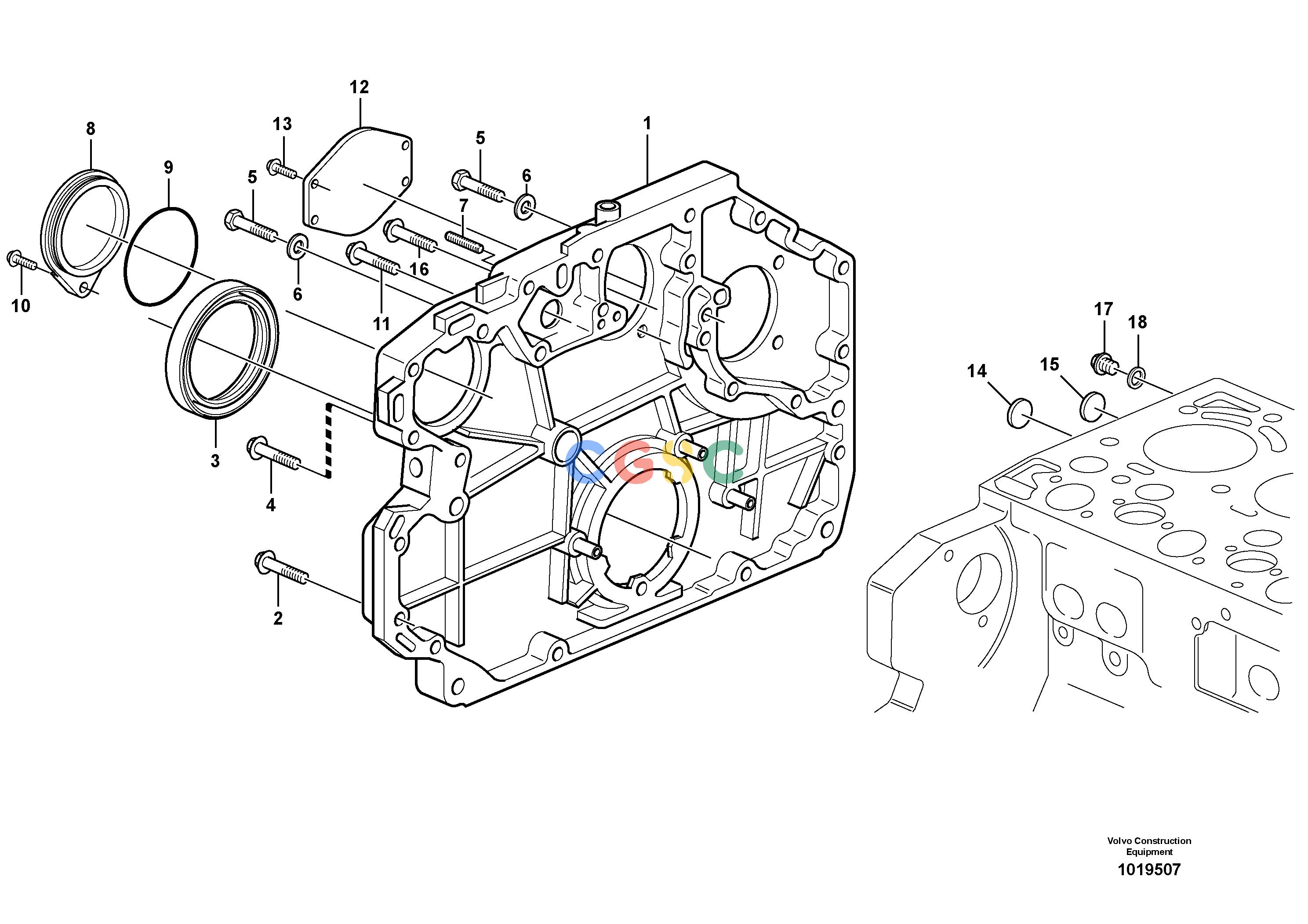 沃尔沃零件查询G900 MODELS Timing gear casing - D7S/N 39300 - NoneNoneNoneAutodata Volvo online