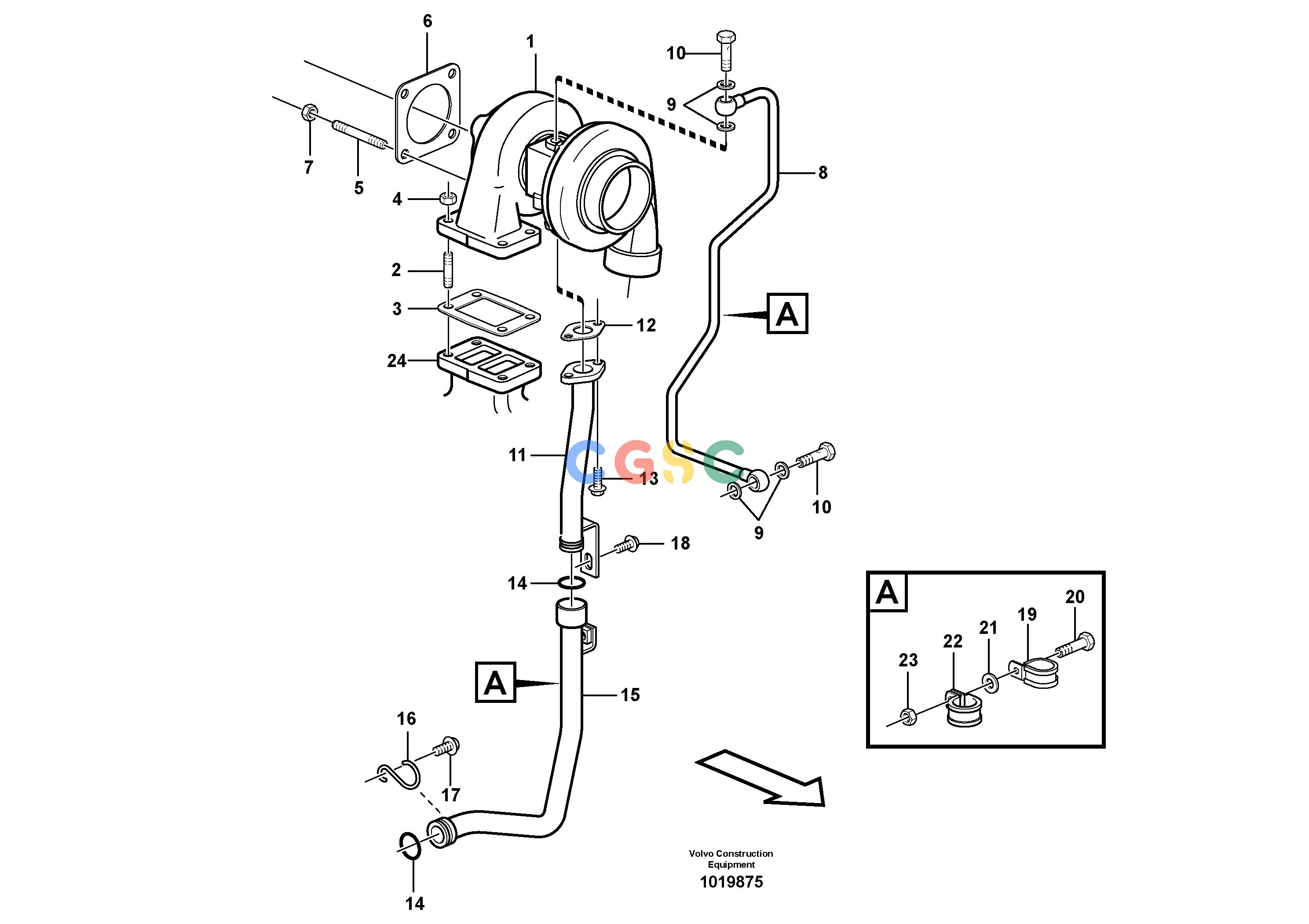 沃尔沃零件查询ECR235C Turbocharger with fitting partsS/N 110001-8282666-NoneNoneNoneENG - 10503302Autodata Volvo online