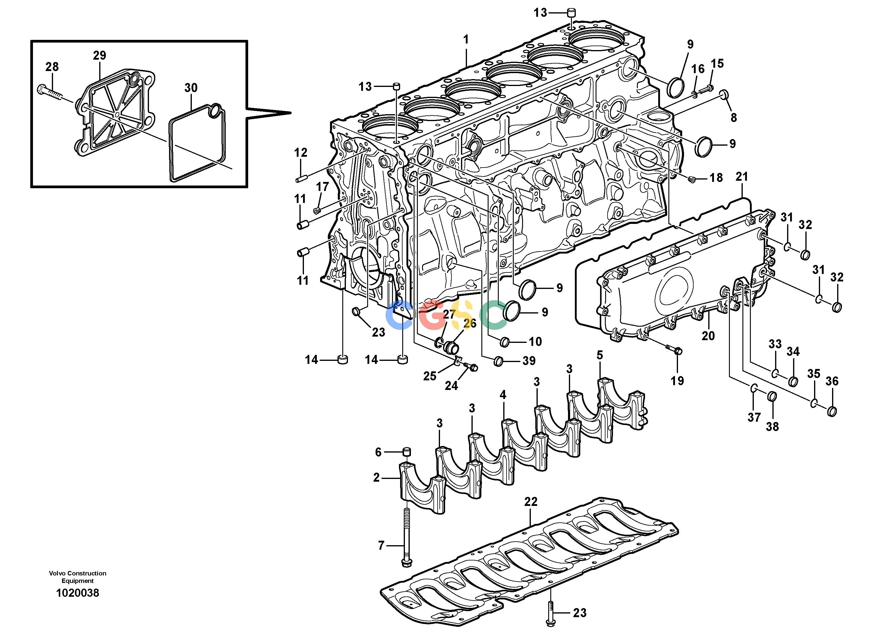 沃尔沃零件查询EC700C Cylinder blockS/N 110001-110770ENG - 30697-ENG 30698 -NoneNone8282430Autodata Volvo online