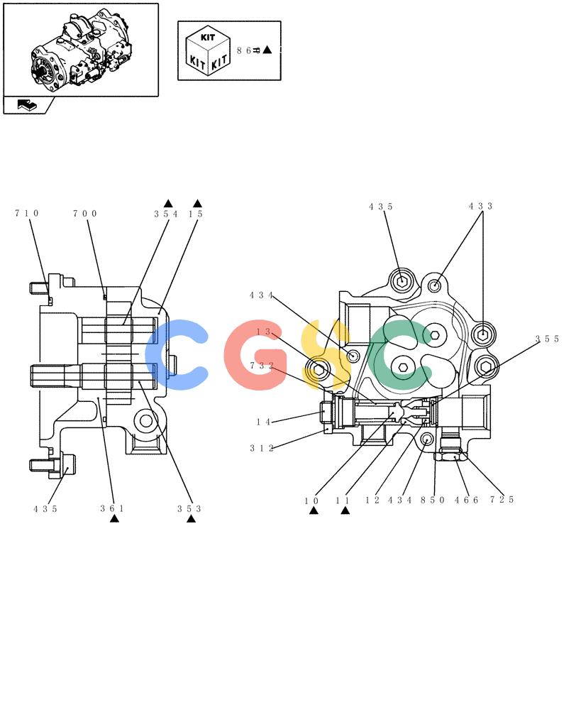 纽荷兰零件查询(E175B) - CRAWLER EXCAVATOR TIER 3 (NA) - N7DA16301 - (5/07-) (08-14-05[00]) - HYDRAULIC PUMP - COMPONENTS (YX10V00004F3) New Holland Constructuion