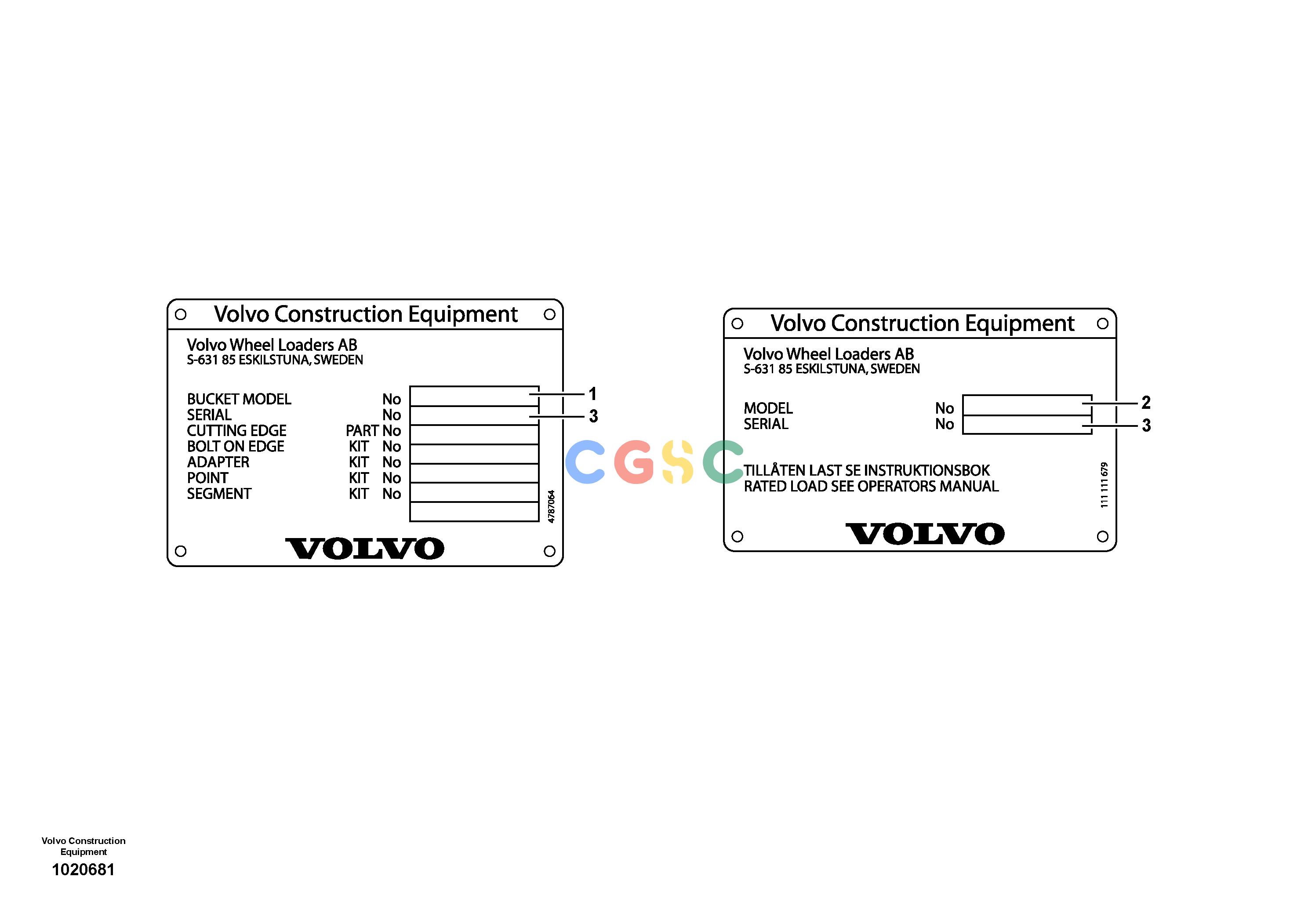 沃尔沃零件查询ATTACHMENTS Product identification plateATTACHMENTS WHEEL LOADERS GEN. D - E NoneNoneNoneAutodata Volvo online