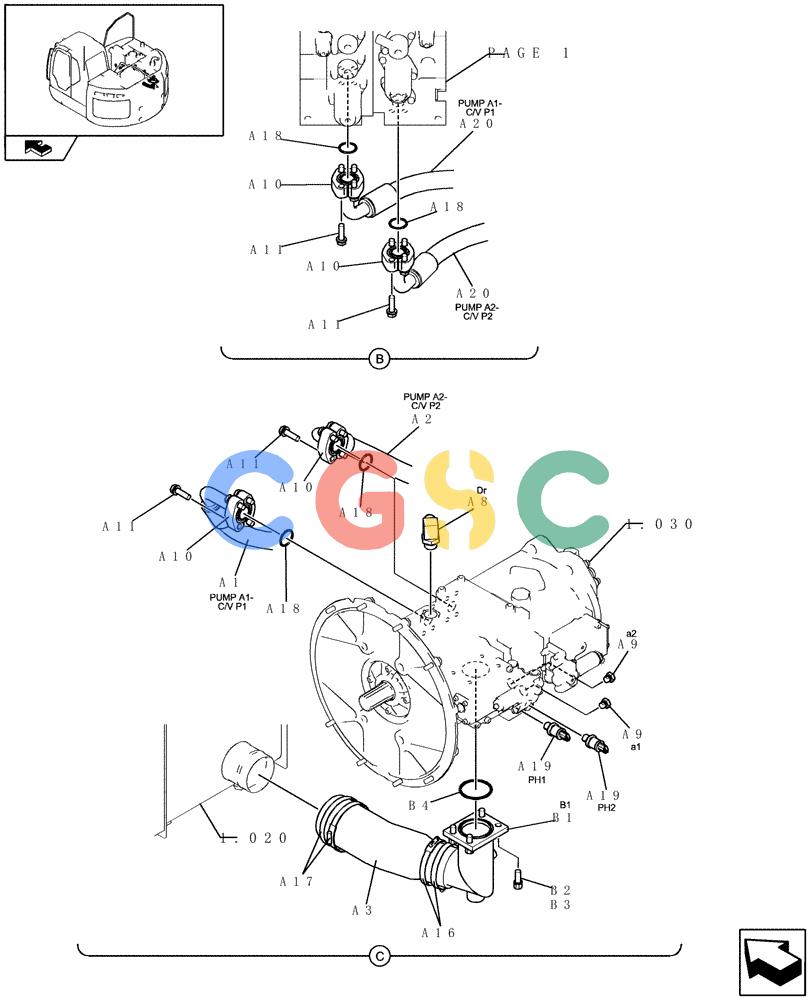 纽荷兰零件查询(E235BSR) - CRAWLER EXCAVATOR (5/07-) (1.050[05]) - PUMP/CONTROL VALVE PIPING New Holland Constructuion