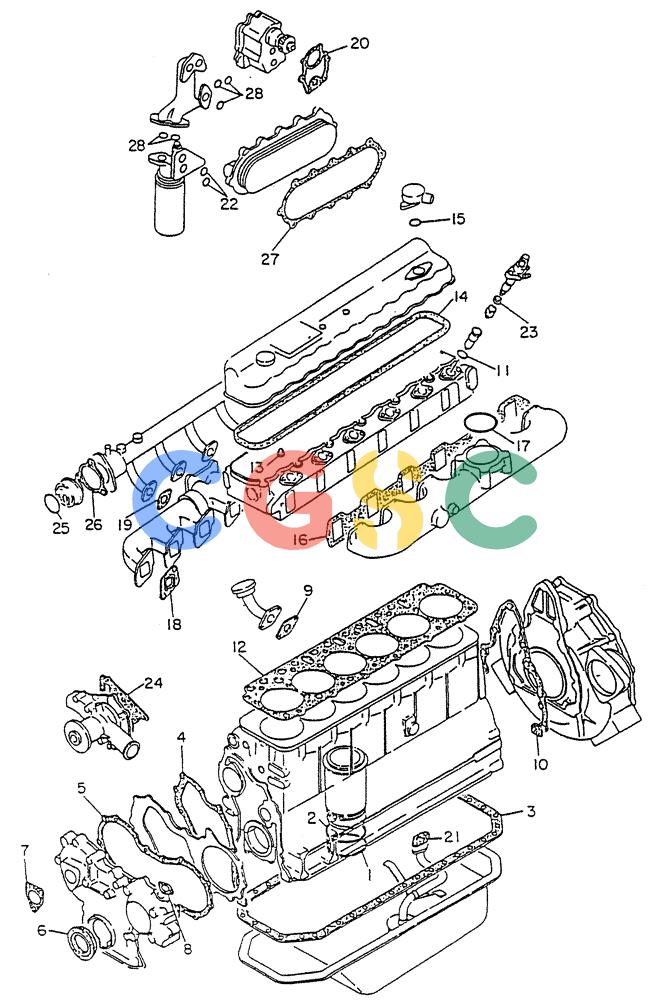 神钢零件查询(FD6(T)14) - NISSAN DIESEL ENGINE ASN 050001 - LK400 & LK500A (1/06-12/06) (01-001[01]) - OVERHAUL KIT-ENGINE Kobelco