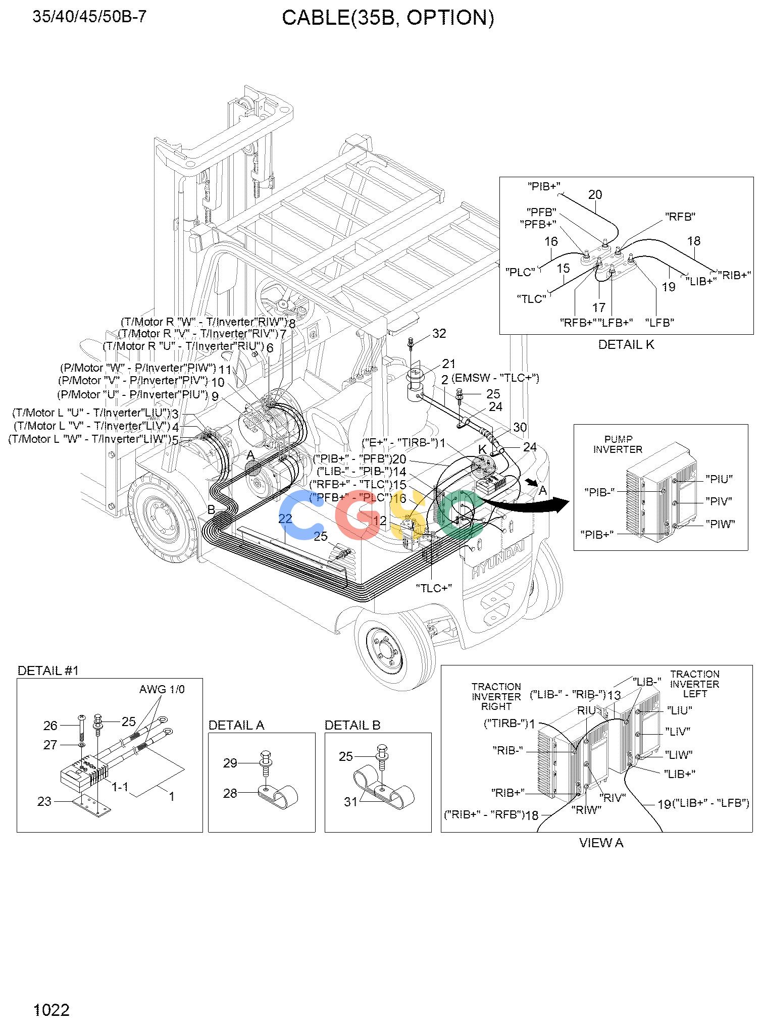 现代零件查询35B/40B/45B/50B-7 CABLE(35B, OPTION)EPC Hyundai 