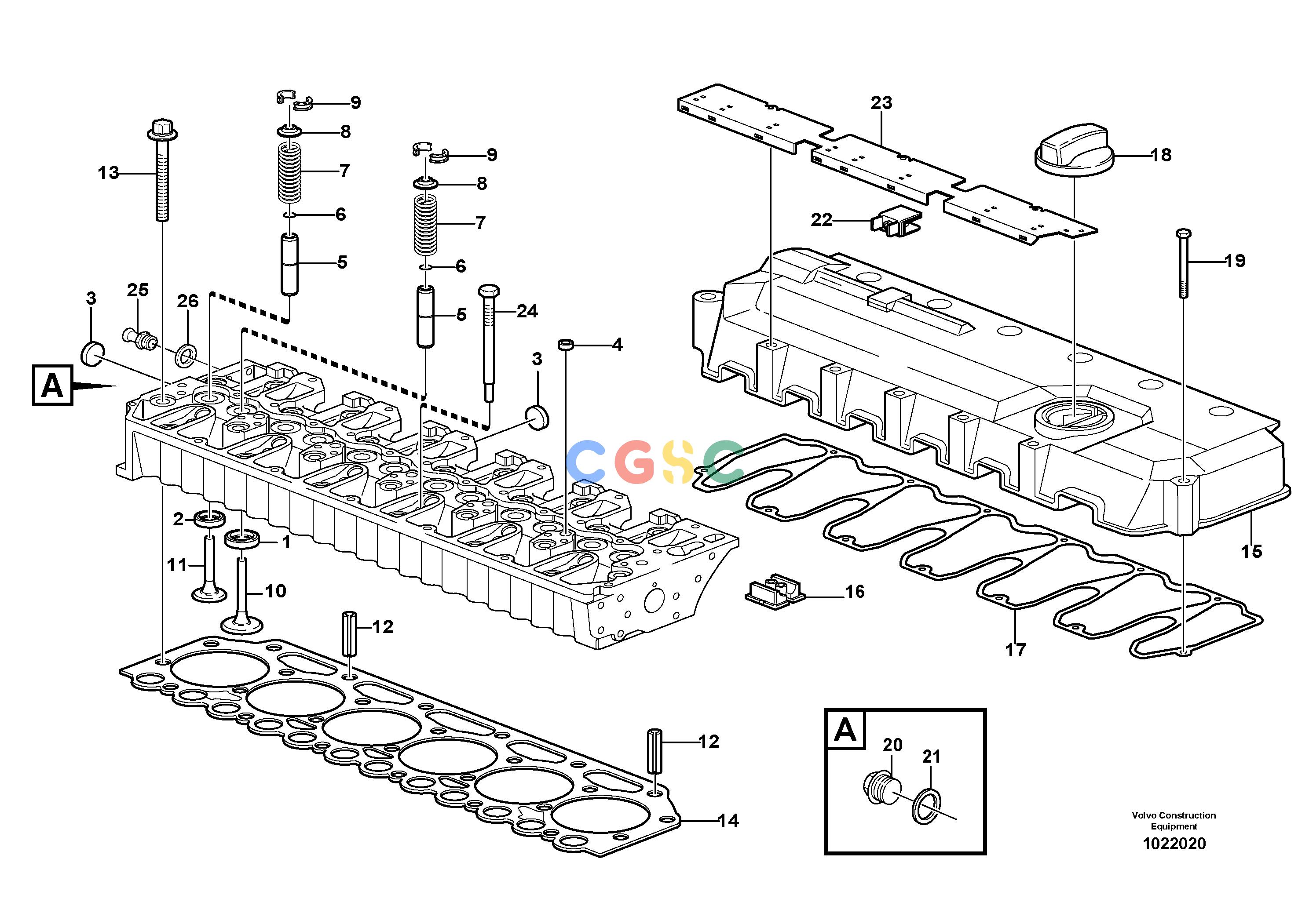 沃尔沃零件查询L120E Cylinder headS/N 16001 - 19668 SWE, 64001- USA, 70701-BRA NoneNoneNoneAutodata Volvo online