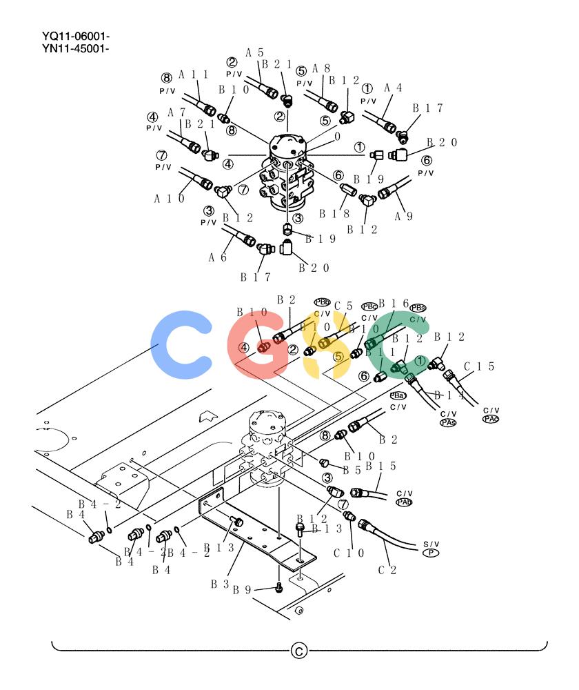 神钢零件查询(200-8) - EXCAVATOR S/N YN11-45001 - (1/06-12/09) (141-01-2-01) - CONTROL LINES, REMOTE (WITHOUT MULTI LEVER) Kobelco