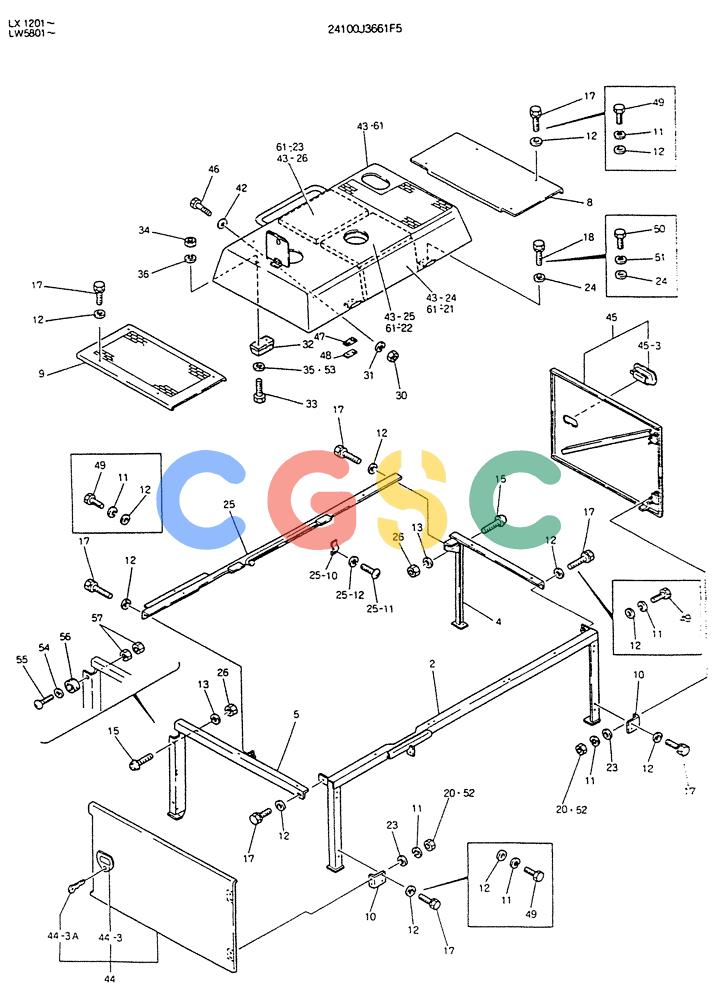 神钢零件查询(K904DL) - EXCAVATOR ASN LX1201 (1/84-12/03) (02-025) - GUARD ASSY (FOR EXPORT) P/N 2410CJ3661F5 Kobelco