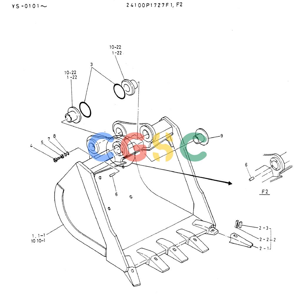 神钢零件查询(MD300LC) - EXCAVATOR BTW YC0101 - YC0300 (1/80-12/06) (08-040) - BUCKET ASSY, 1.6M Kobelco
