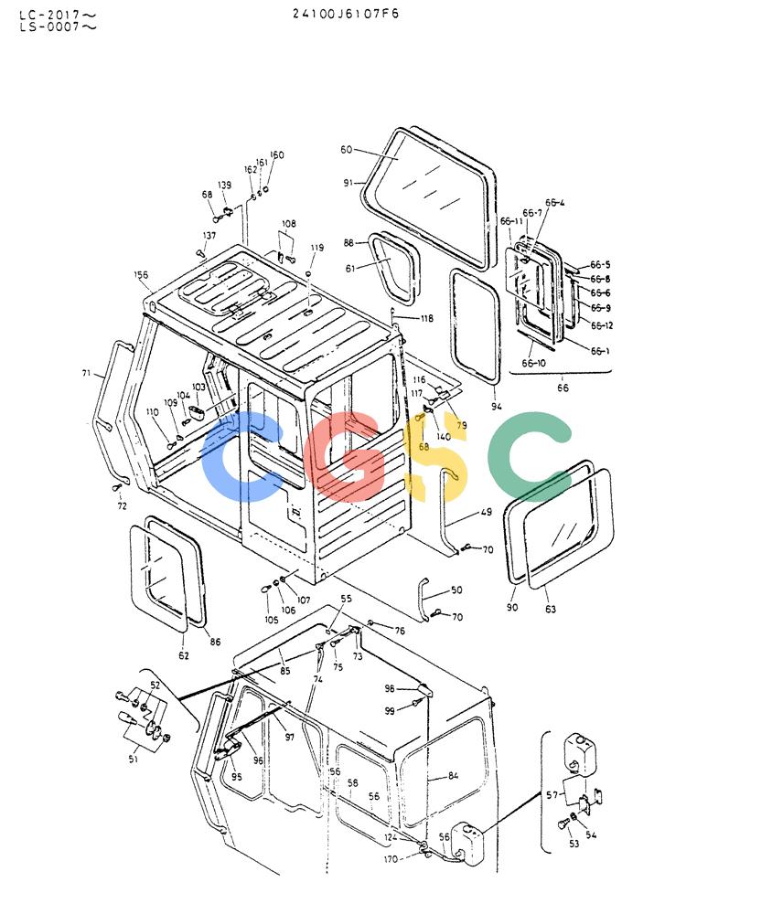 神钢零件查询(K916LC) - EXCAVATOR ASN YS0119 (1/87-12/03) (02-006[01]) - CAB ASSY(FOR NORTH AMERICA) Kobelco