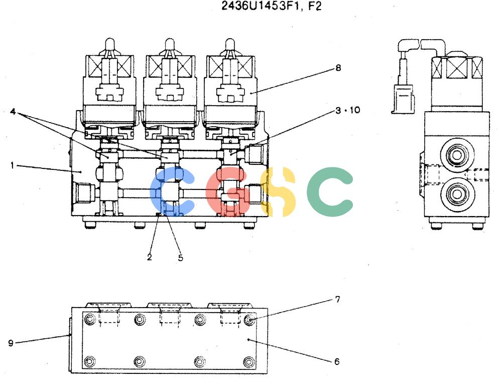 神钢零件查询(MD240C) - EXCAVATOR ASN LLU00601 (1/80-12/06) (16-006) - VALVE ASSY, SOLENOID (PN 2436U1453F1, F2) Kobelco