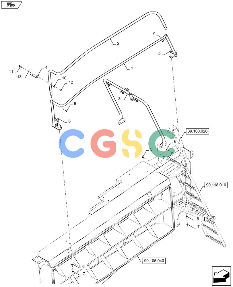 凯斯零件查询(LB434S) - BALER (9/12-) (90.118.020) - HANDRAIL, LH Case Agriculture