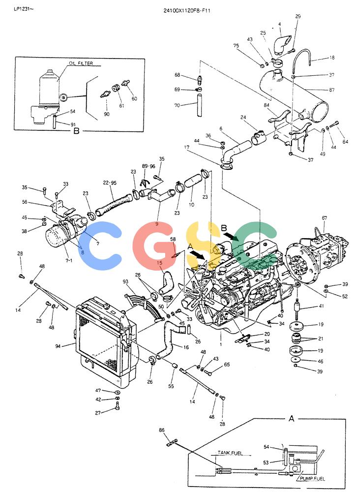 神钢零件查询(K905LC) - EXCAVATOR BTW YP0115 - YP0301 (1/85-12/03) (06-003) - POWER PLANT Kobelco