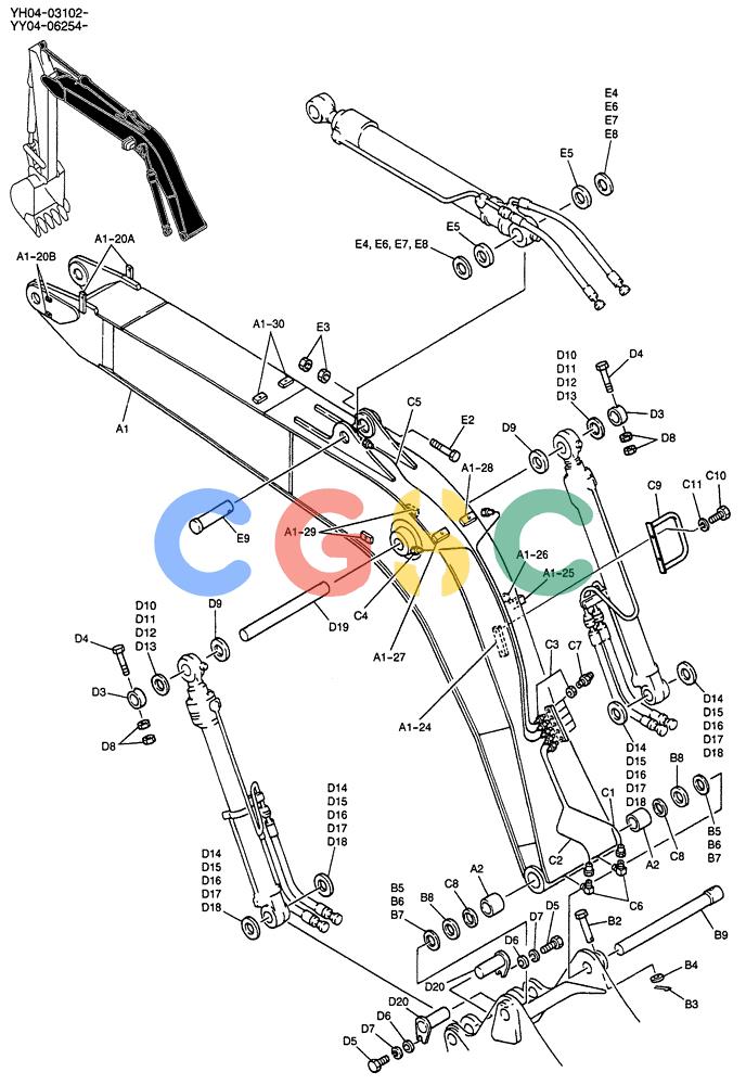 纽荷兰零件查询(E135SR) - CRAWLER EXCAVATOR ASN YY04-06254 (03-001) - BOOM ASSY, STD 4.6M New Holland Constructuion