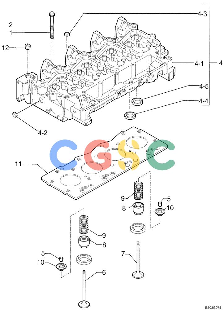 神钢零件查询(SK170-8) - ACERA MARK III EXCAVATOR - TIER 3 (NA) ASN YM04-U1601 - (5/07-12/12) (09-10[00]) - CYLINDER HEAD (101580110002 & 101560480001) Kobelco