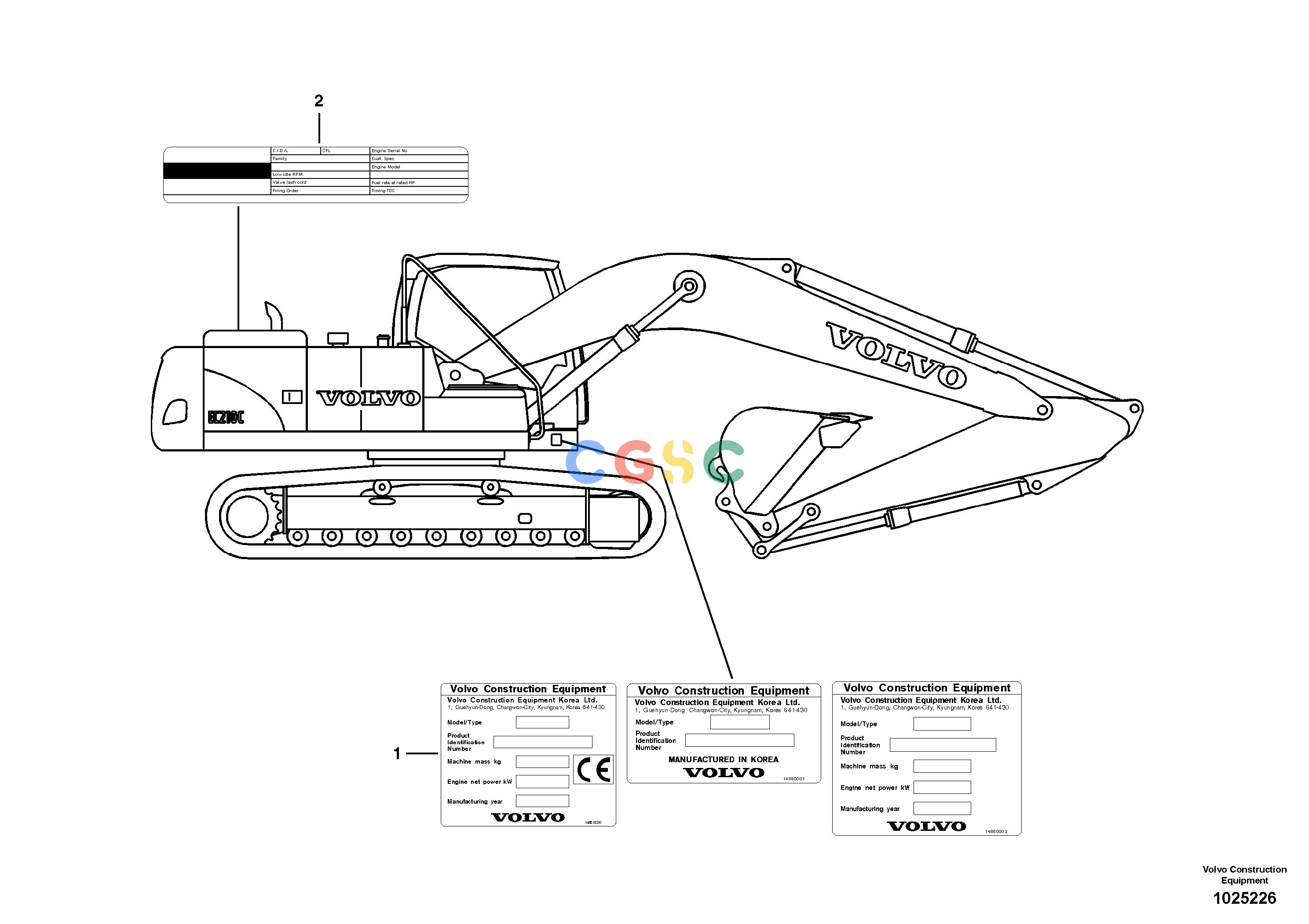 沃尔沃零件查询EC210C Product identification plateNone NoneNoneNoneAutodata Volvo online