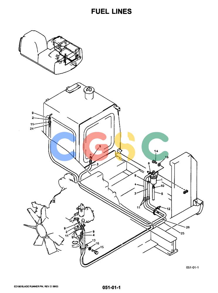 神钢零件查询(ED190LC-6E) - BLADE RUNNER EXCAVATOR/DOZER BTW YL03U0136 - YL03U0292 (1/05-12/06) (01-008) - FUEL LINES Kobelco