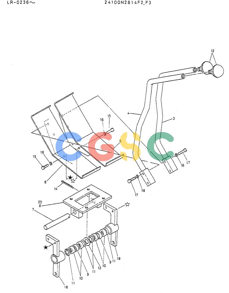 神钢零件查询(K914) - EXCAVATOR ASN LR-0143 (1/79-12/03) (03-022) - LEVER ASSY CONTROL P/N 24100N2814F2,F3 Kobelco