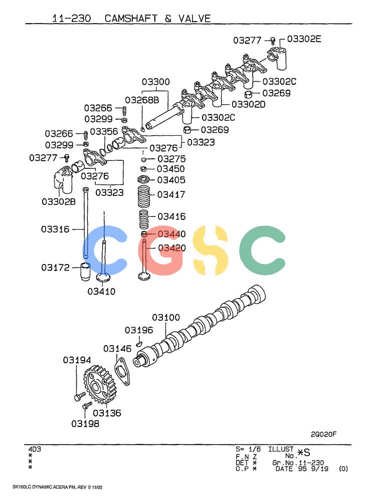 神钢零件查询(SK160LC) - DYNAMIC ACERA EXCAVATOR 11/2000 ASN YM02U0101 (11/00-12/02) (09-012) - CAMSHAFT AND VALVE Kobelco